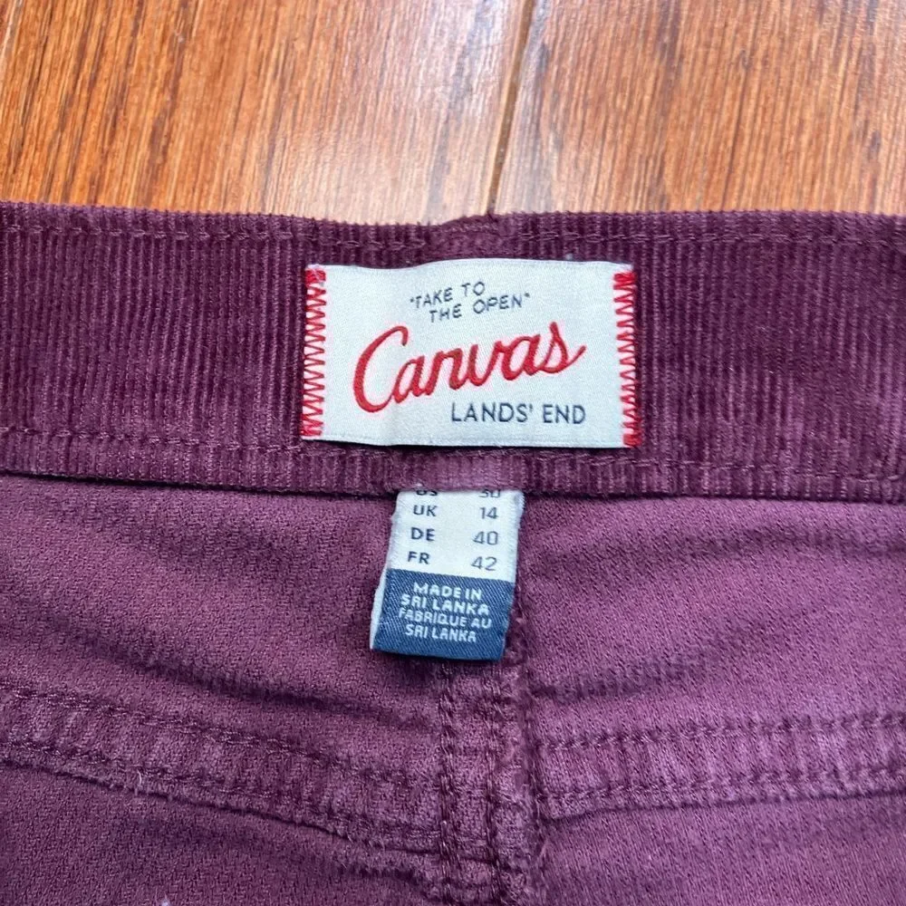LAND’S END 30 Canvas Cords Pants Unisex Burgundy Plum Pin Straight Pants